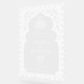 白エレガントイスラムのアーチ結婚カップル アクリルサイン (傾斜)