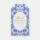 白エレガントイタリアンと青のバチェロレッテ ギフトタグ (正面)