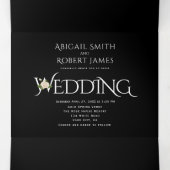 白エレガントイニシャルとアンパサンド、バラ結婚ズ 三つ折り招待状 (内部中)