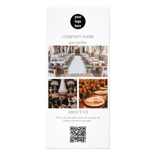 白エレガントイベント計画事業3枚 ラックカード (正面)