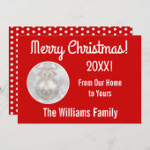 白エレガントオーナメントカスタマイズクリスマスカード サンキューカード (正面/裏面)