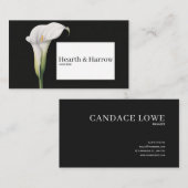 白エレガントカラリリーブラック植物学 名刺 (正面/裏面)