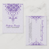 白エレガントガーリーと紫のフローラレース 名刺 (正面/裏面)