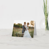 白エレガントクラシックの結婚写真 サンキューカード (正面)