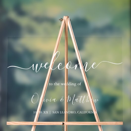 白エレガントクラシックミニマ結婚リスト アクリルサイン (ニュートラル)