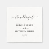 白エレガントクラシックミニマ結婚リスト スタンダードカクテルナプキン (正面)