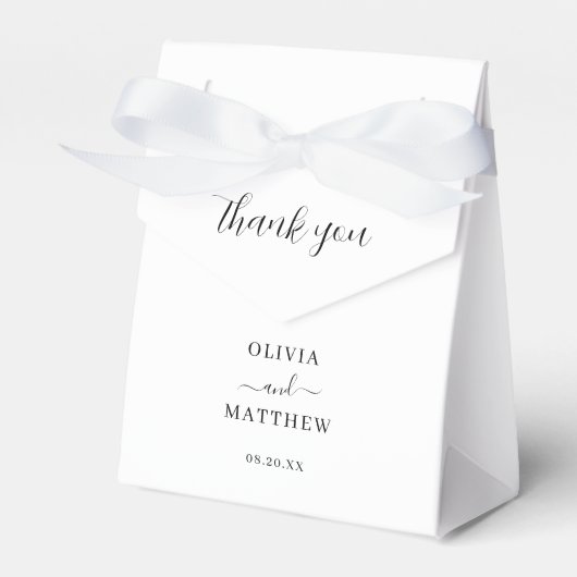 白エレガントクラシックミニマ結婚リスト フェイバーボックス (正面サイド)