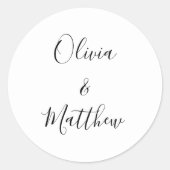 白エレガントクラシックミニマ結婚リスト ラウンドシール (正面)