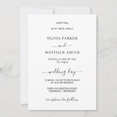 白エレガントクラシックミニマ結婚リスト 招待状 (正面)