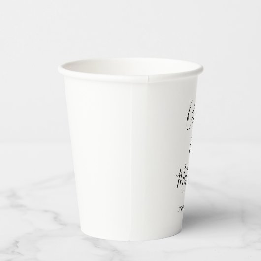 白エレガントクラシックミニマ結婚リスト 紙コップ (右)