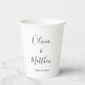 白エレガントクラシックミニマ結婚リスト 紙コップ (正面)