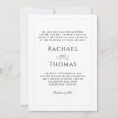 白エレガントクラシック結婚と写真 招待状 (正面)