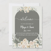 白エレガントクラシック結婚写真 招待状 (正面)