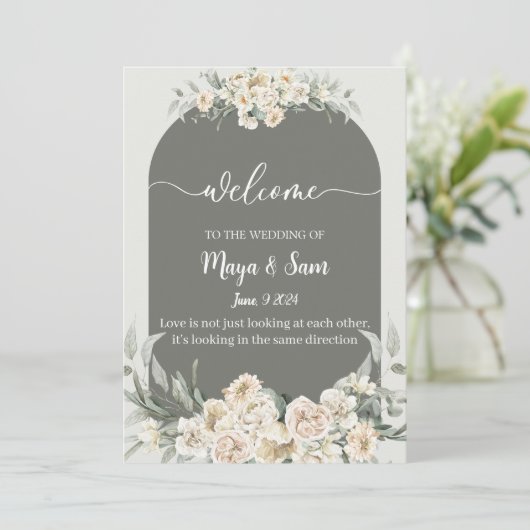 白エレガントクラシック結婚写真 招待状 (スタンド正面)