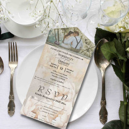 白エレガントクリーム牡丹フローラテクスチャ1枚の写真 オールインワン招待状