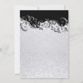 白エレガントグリッター、ブラック&シルバー結婚ズInv 招待状 (裏面)