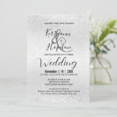 白エレガントグリッター 招待状 (スタンド正面)