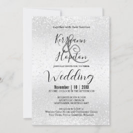 白エレガントグリッター 招待状