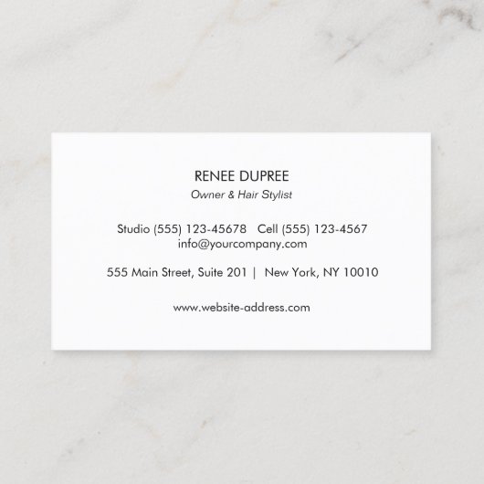 白エレガントサロン写真フォトカード 名刺