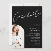 白エレガントシンプルモダン写真卒業 招待状 (正面)