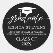 白エレガントシンプル字の書を黒に ラウンドシール (正面)