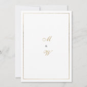 白エレガントシンプル金ゴールド灯結婚灯 招待状 (裏面)