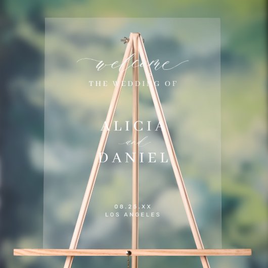 白エレガントシンプル霜の結婚歓迎の合図 アクリルサイン (ニュートラル)