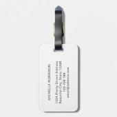 白エレガントスタイリッシュ金ゴールドモノグラムイニシャルスクリプト ラゲッジタグ (裏面縦)