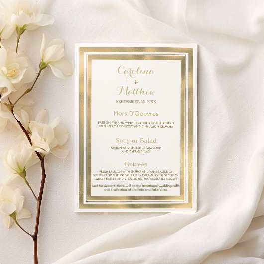 白エレガントスタイリッシュ金ゴールド結婚枠のメニュー メニュー