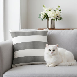 白エレガントストライプの金フェイク銀 クッション