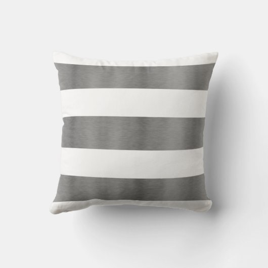 白エレガントストライプの金フェイク銀 クッション (裏面)