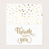 白エレガントストライプ、金ゴールドドットサンキューカード 名刺 (外部フラット)