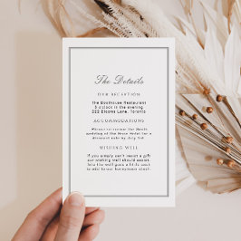 白エレガントセージ緑の結婚詳細挿入 エンクロージャーカード