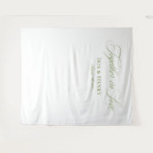 白エレガントセージ緑結婚の背景 タペストリー (正面(横))