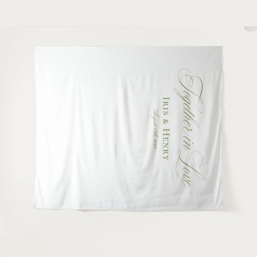 白エレガントセージ緑結婚の背景 タペストリー (正面(横))