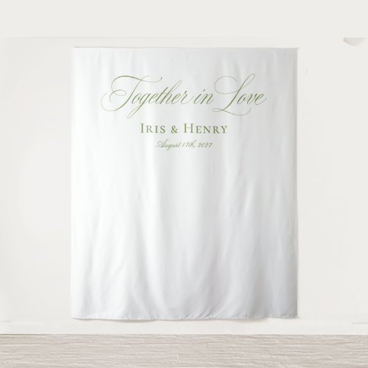 白エレガントセージ緑結婚の背景 タペストリー (正面)