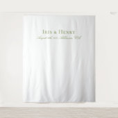 白エレガントセージ緑結婚の背景 タペストリー (正面)