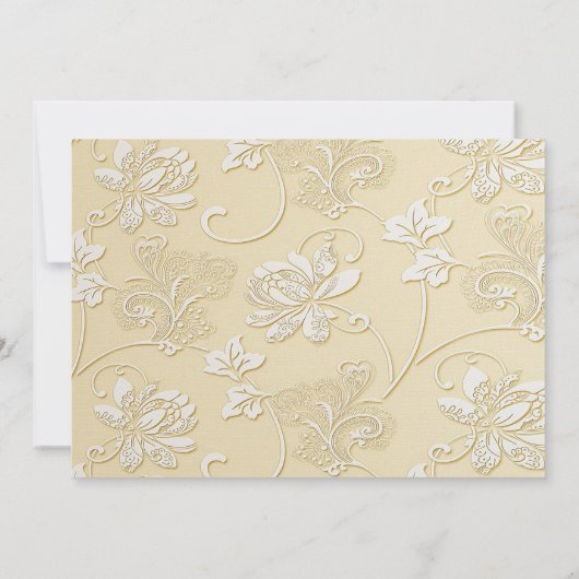 白エレガントダイカットフローラ誕生の発表 招待状 (裏面)