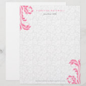 白エレガントダマスピンクフローラ旋回 レターヘッド (正面/裏面)