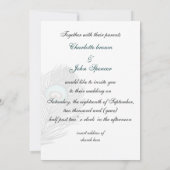 白エレガントティール（緑がかった色）孔雀結婚病 招待状 (裏面)