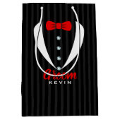 白エレガントテュシドレッドタイグルームタイポグラフィ ミディアムペーパーバッグ (正面)