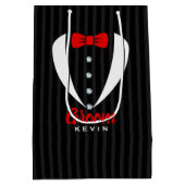 白エレガントテュシドレッドタイグルームタイポグラフィ ミディアムペーパーバッグ (裏面)