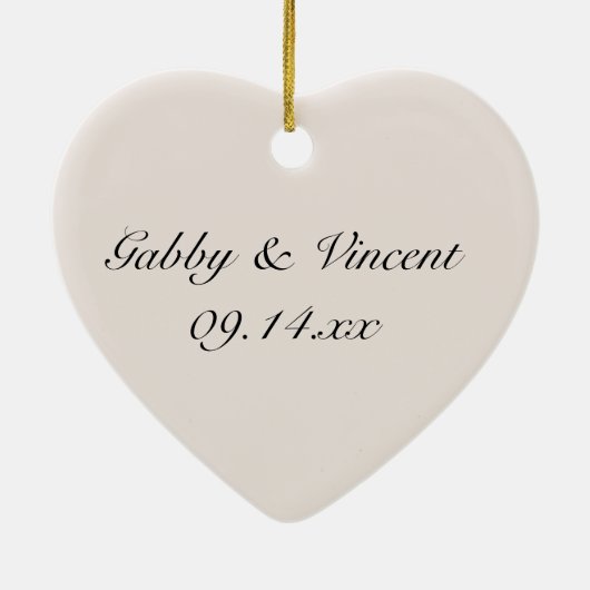 白エレガントデイジーだ婚約した セラミックオーナメント (裏面)