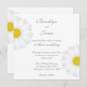 白エレガントデイジースクエア結婚式招待状 招待状 (正面/裏面)