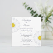 白エレガントデイジースクエア結婚式招待状 招待状 (スタンド正面)