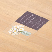 白エレガントデイジーズ結婚メイソンの紫 アクリル招待状 (レイダウン)