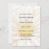 白エレガントデイジーフラワーミニマル結婚リスト 招待状 (正面)