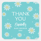 白エレガントデイジー夏の赤ちゃんシャワーありがとう スクエアシール (正面)