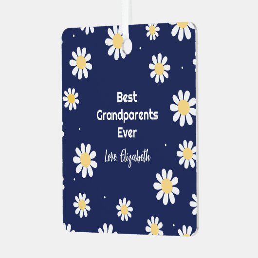白エレガントデイジー最高の祖父母Ever写真 メタルオーナメント (正面左)