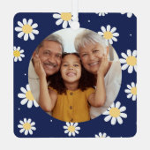 白エレガントデイジー最高の祖父母Ever写真 メタルオーナメント (裏面)